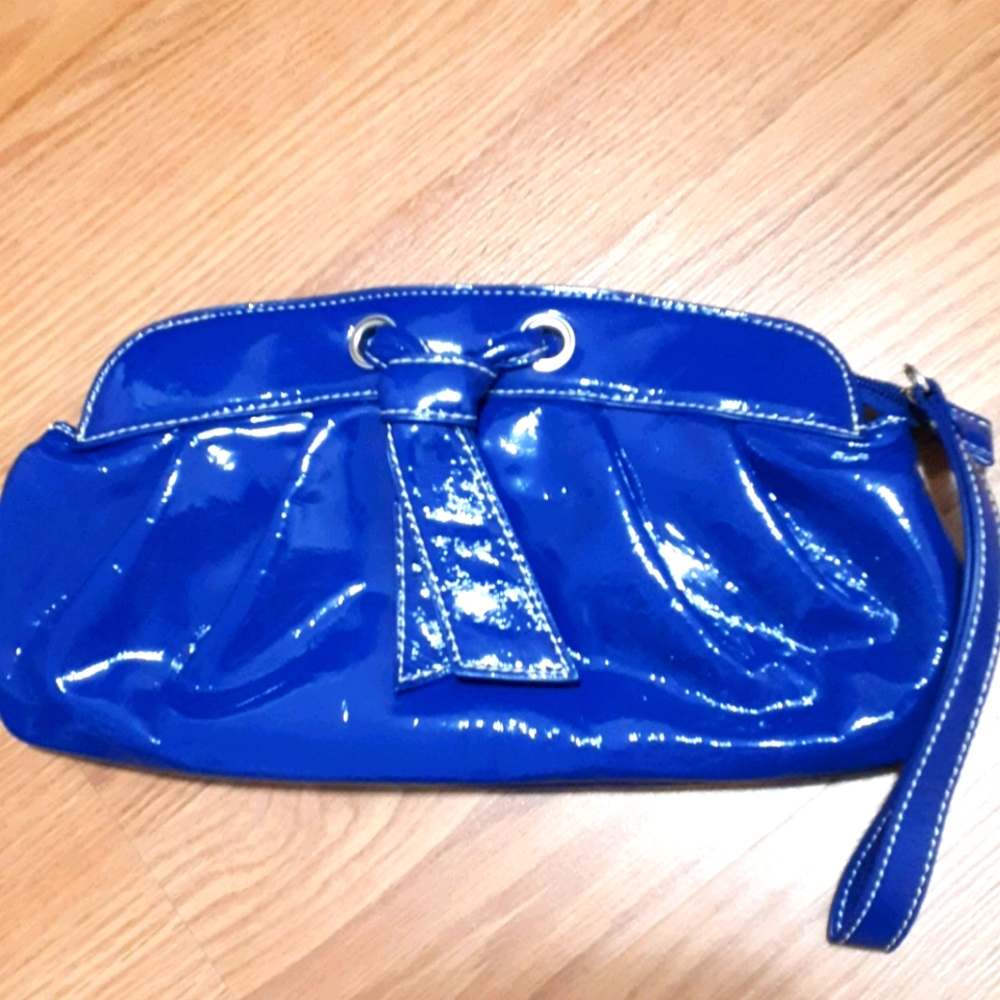 Metallic blue clutch